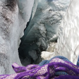 Lowering into a crevasse - Canadian Rockies